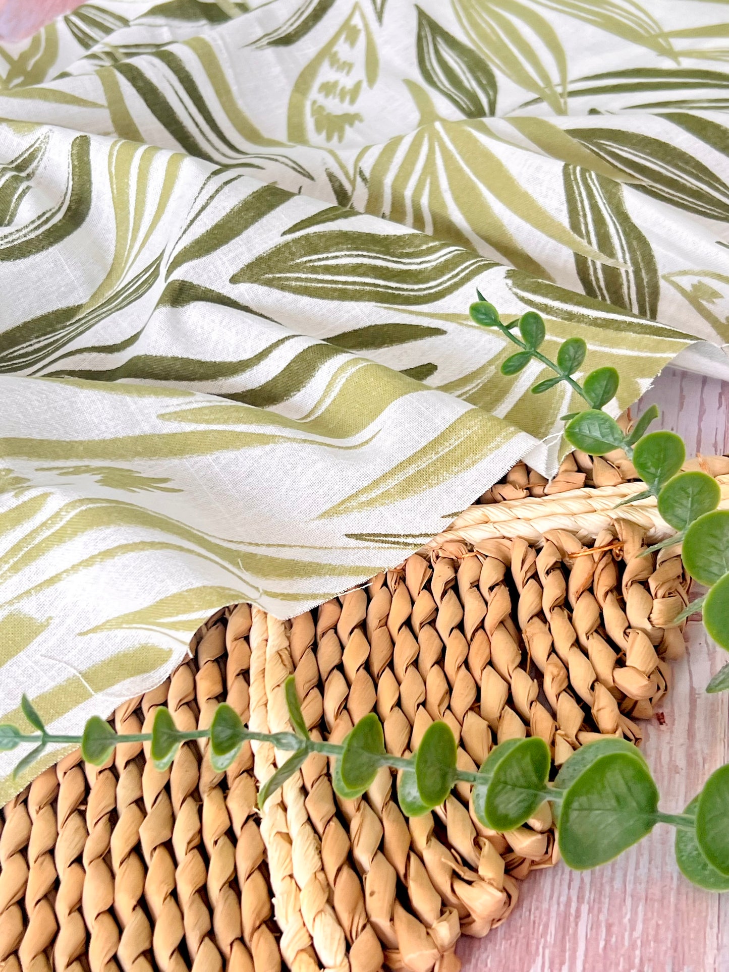 Printed Linen Palm Dusk