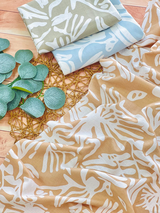 Slub Printed Linen Sandy Botanics