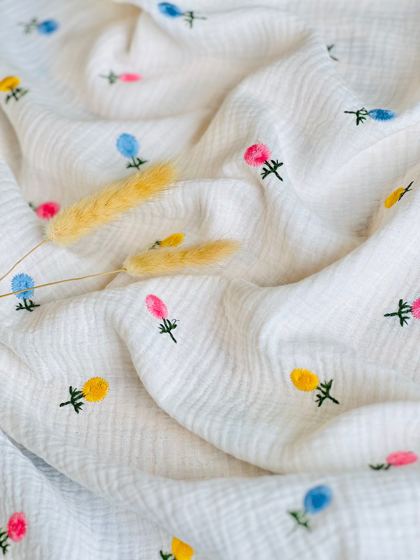 Muselina Bordada Colorful Flowers