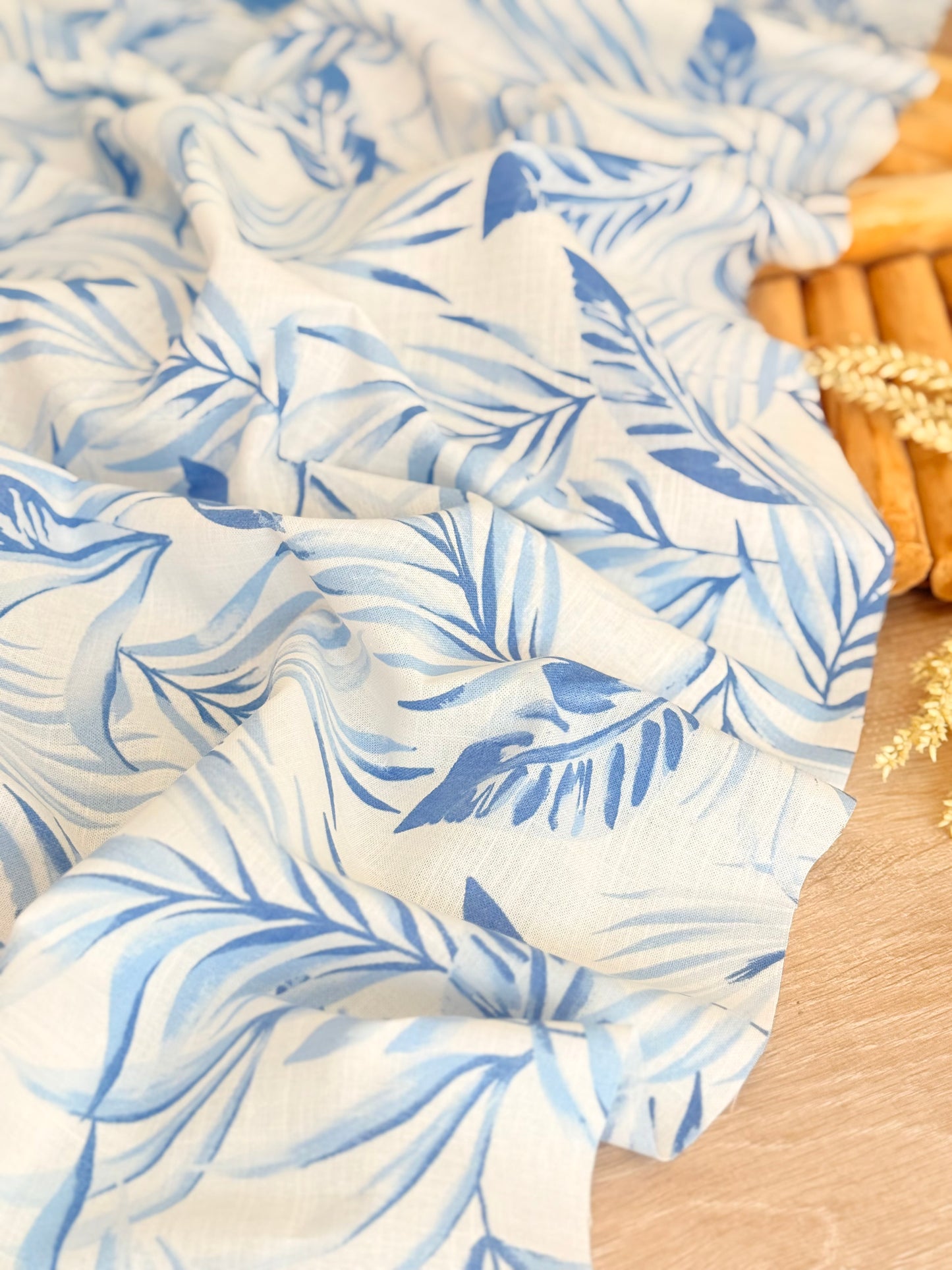 Printed Linen Blue Breeze