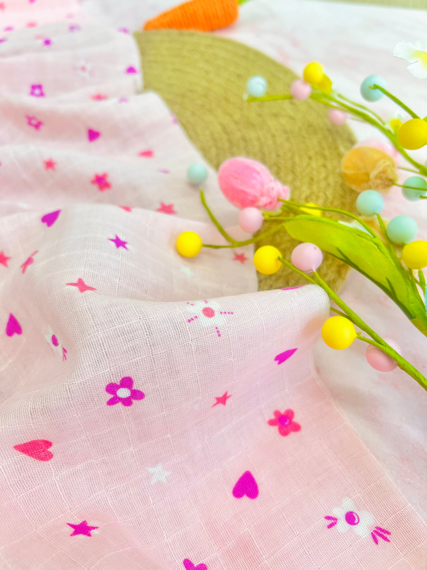 Muselina Hearts & Flowers