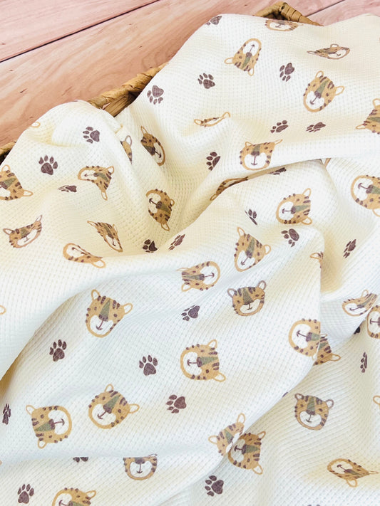 Printed Waffle Fabric Tiger