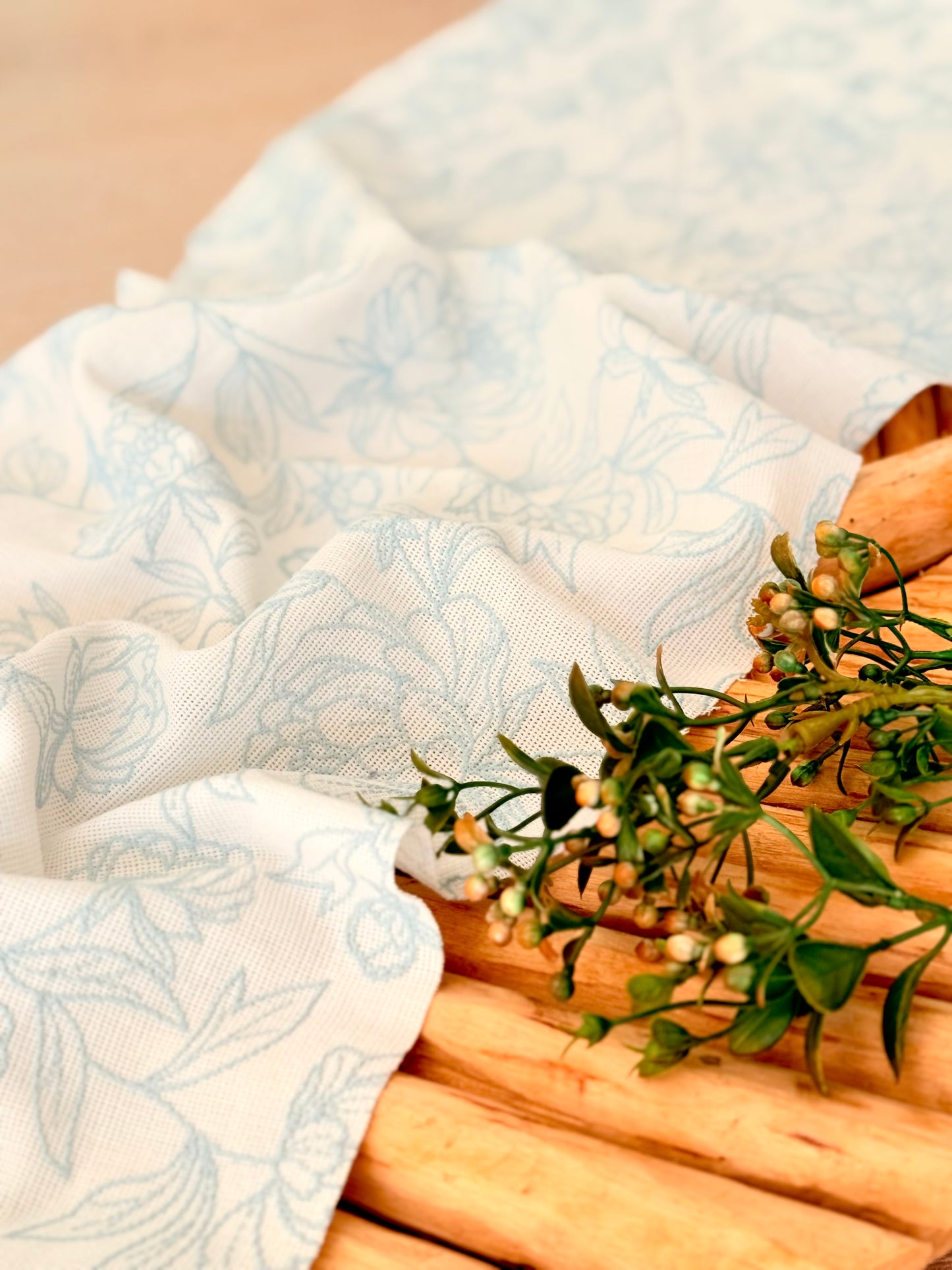 Artisanal Printed Linen Pastel Petals