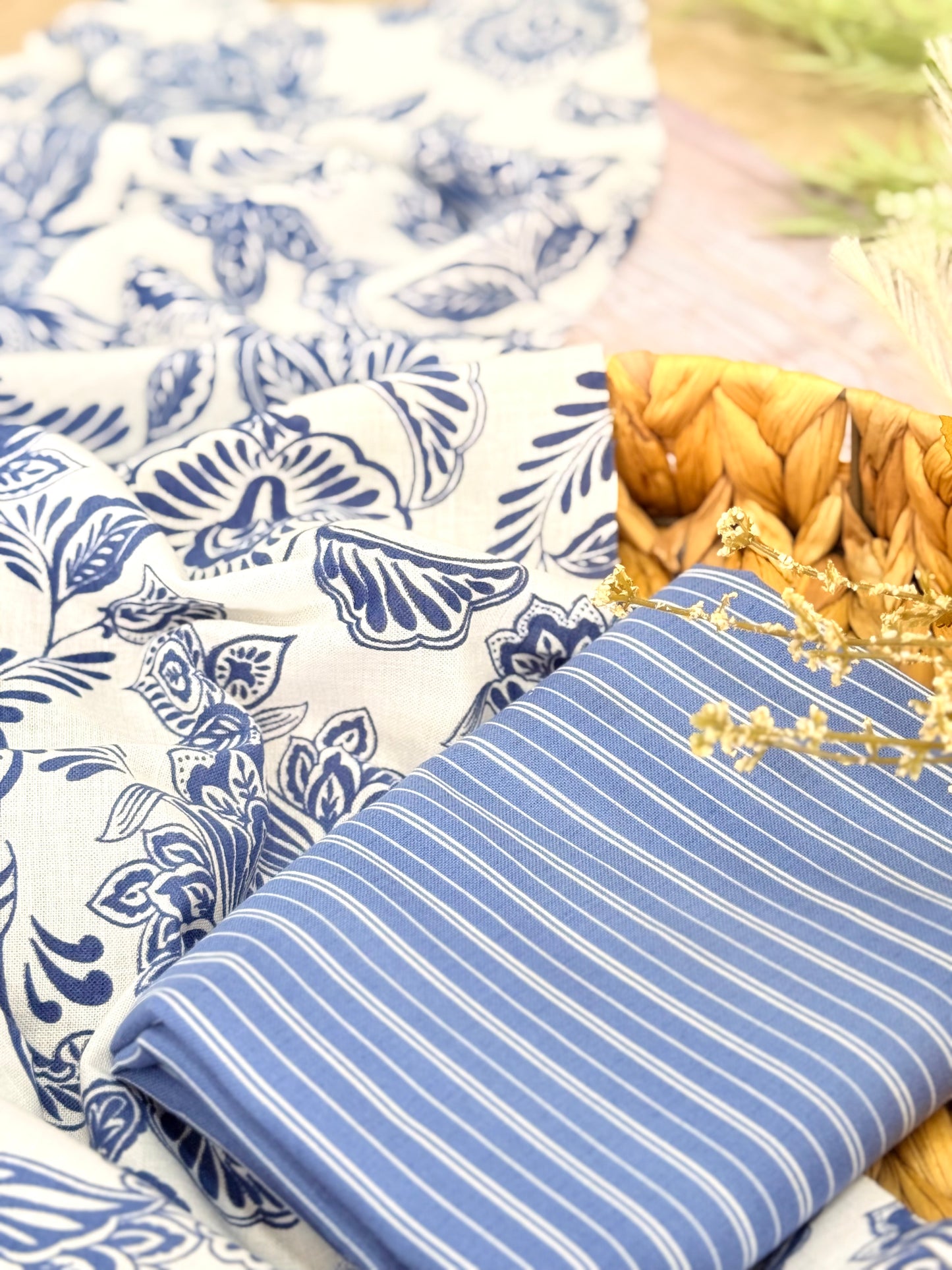 Printed Linen Indigo Harmony