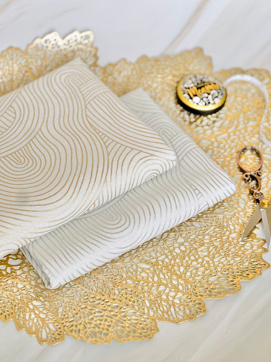 Printed Linen Foil Waves 02