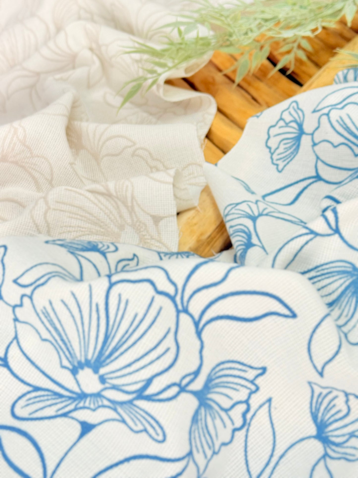 Artisanal Printed Linen Ocean Bloom