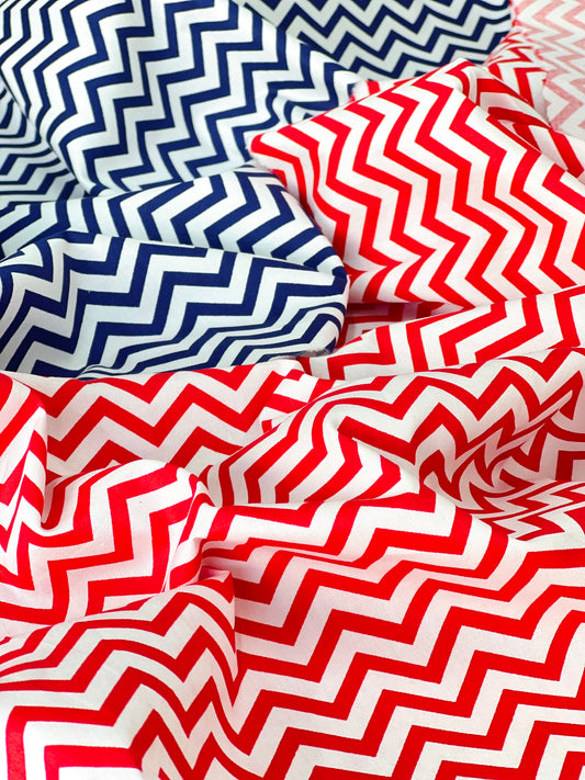 Cotton Twill Navy ZigZag