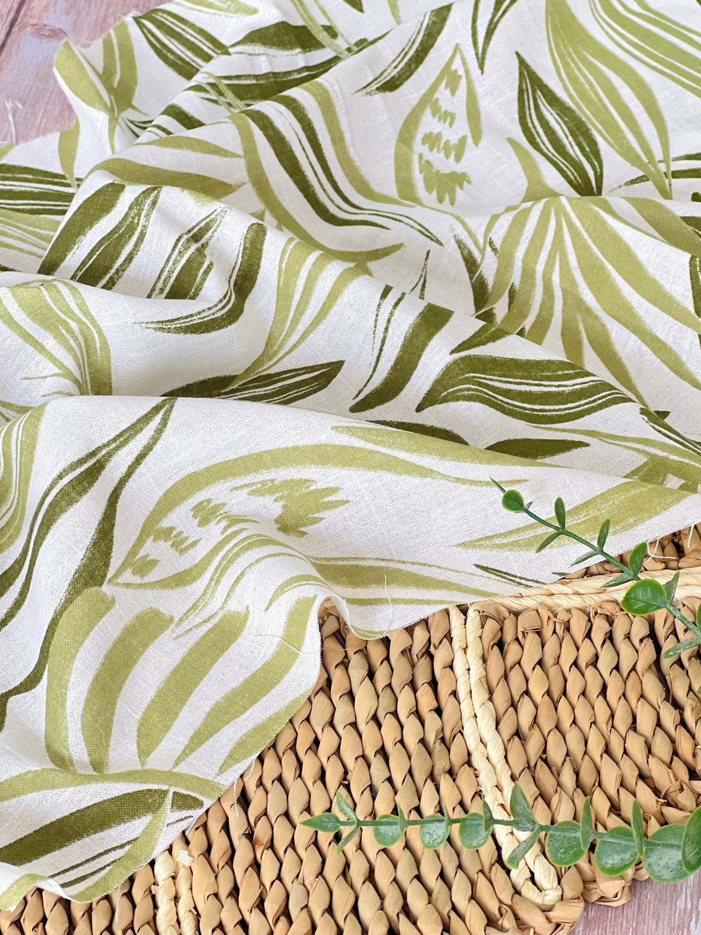 Printed Linen Palm Dusk