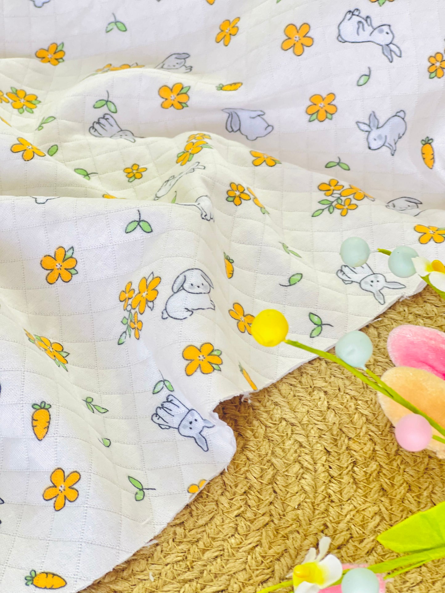 Printed Quilted Fabric Spring Hops