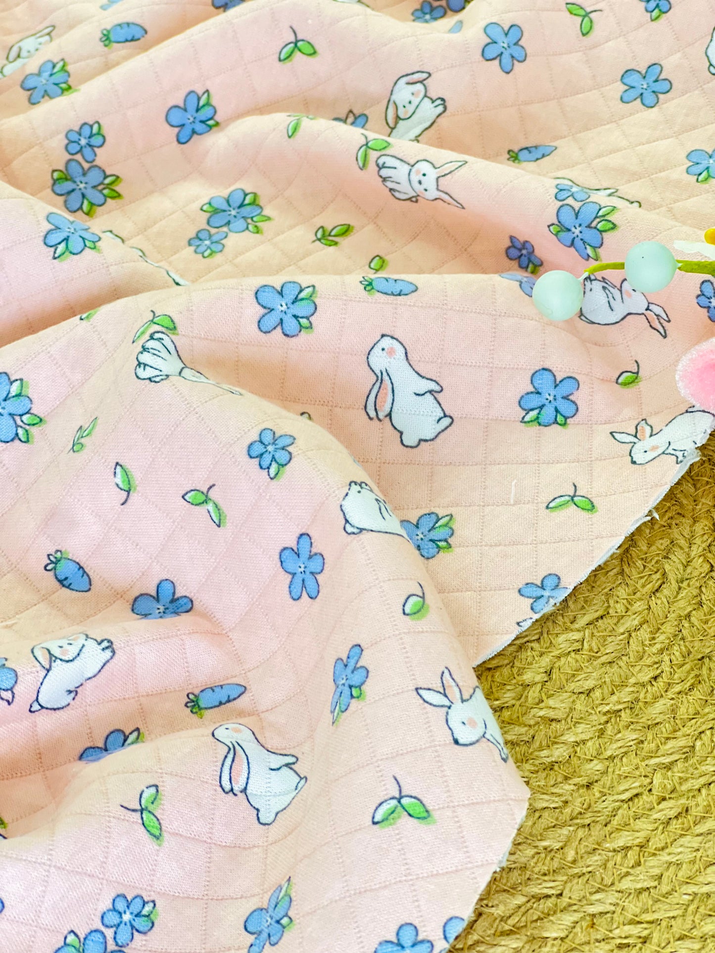 Printed Quilted Fabric Spring Hops