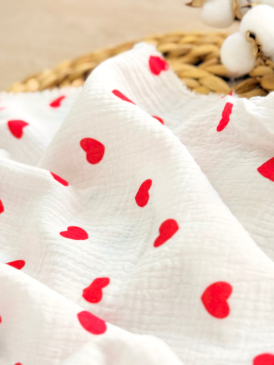 Muselina Red Hearts