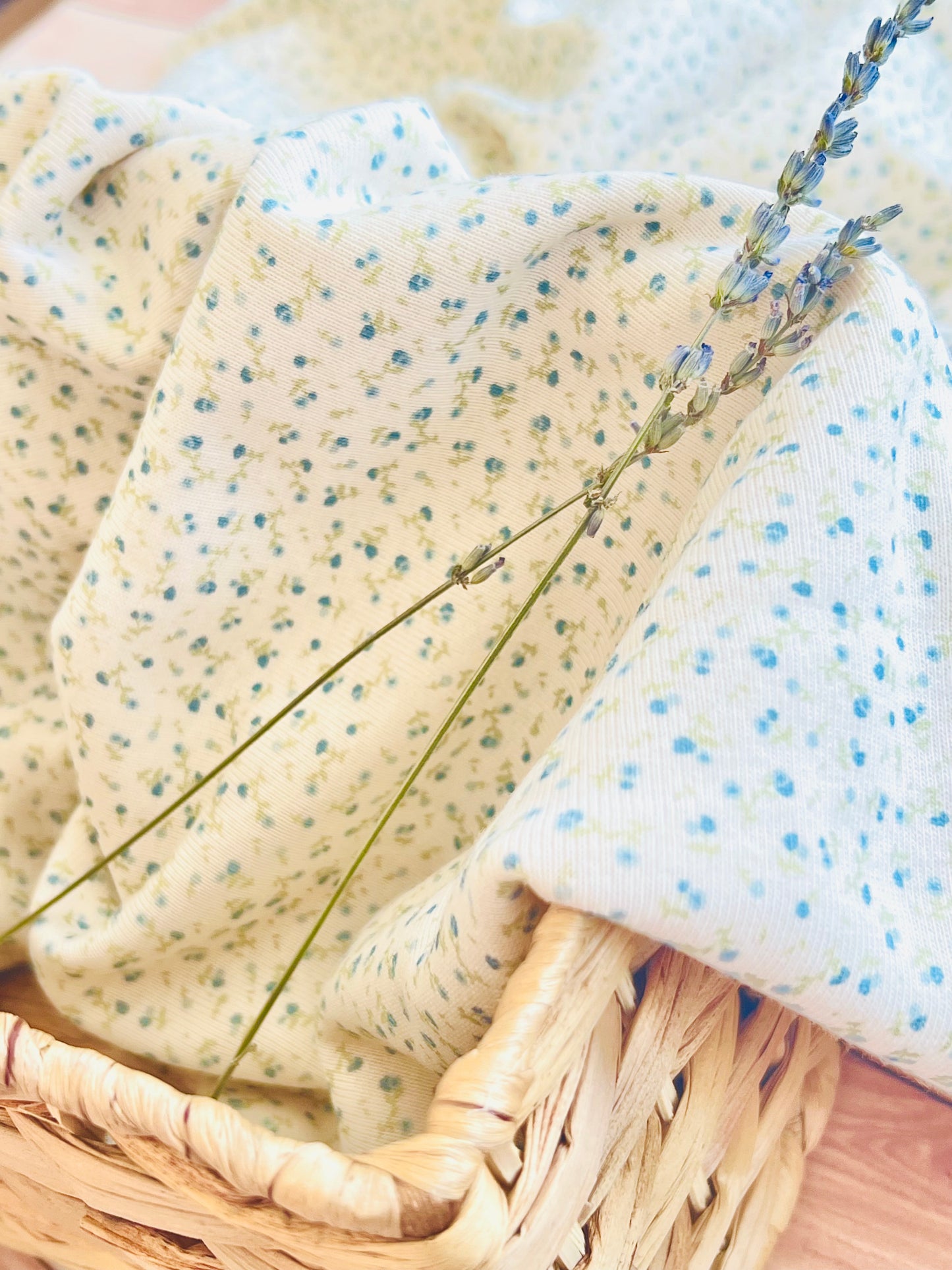 Printed Cotton Jersey Blue Flower