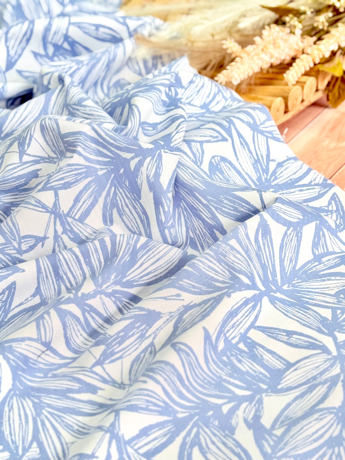Slub Printed Linen Botanical Sketch