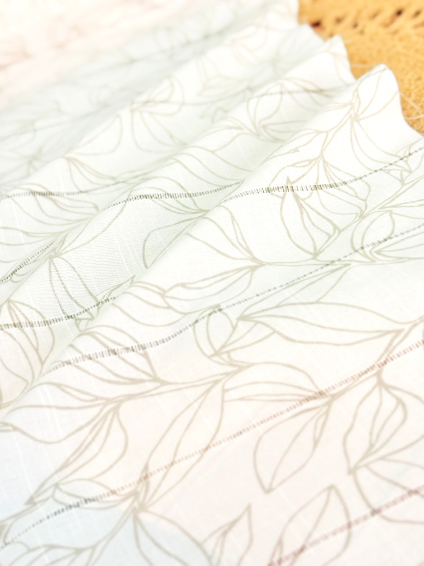Embroidered Cotton Whisper Leaves