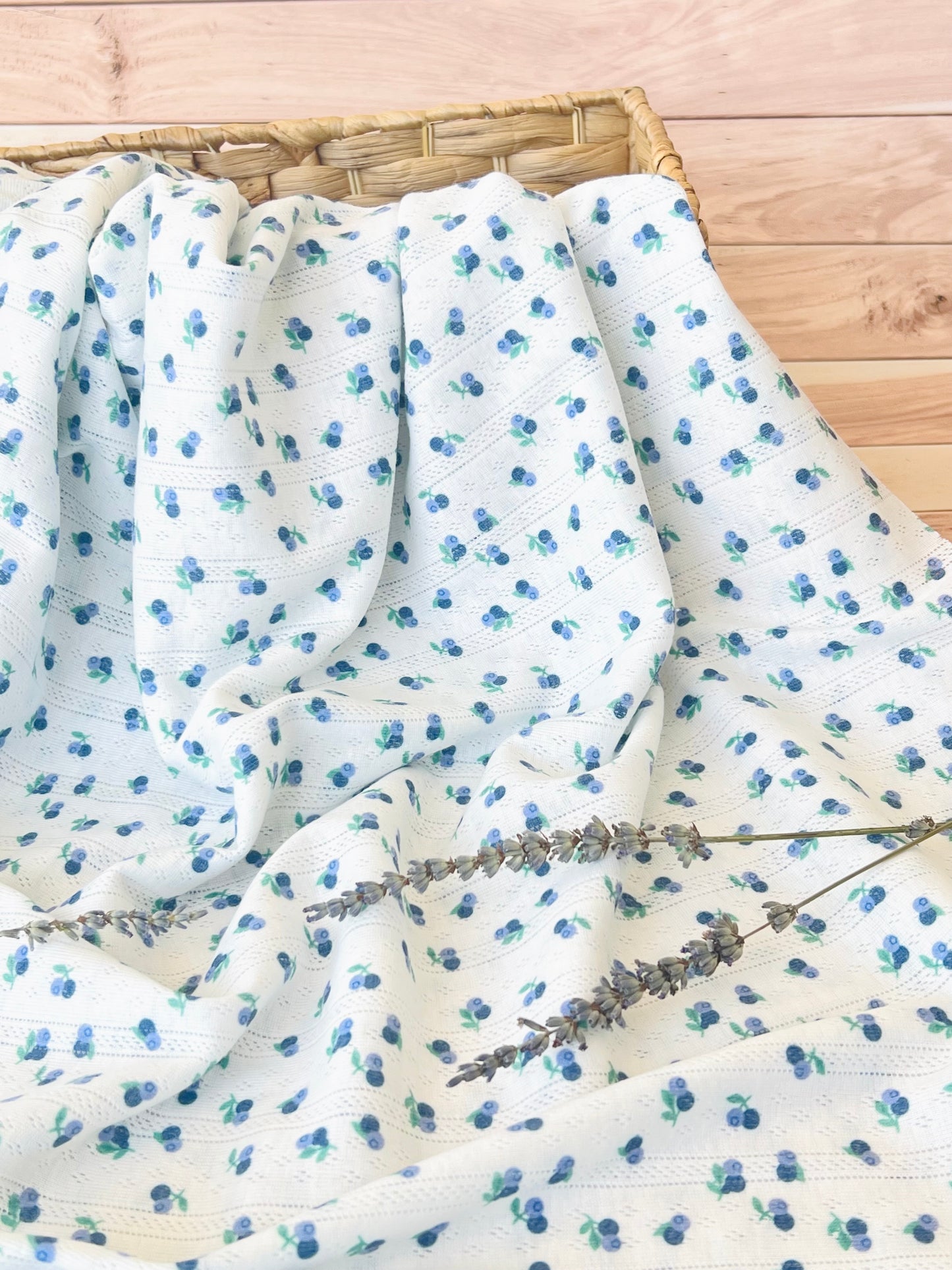 Printed Cotton Jersey Stripes Blueberry