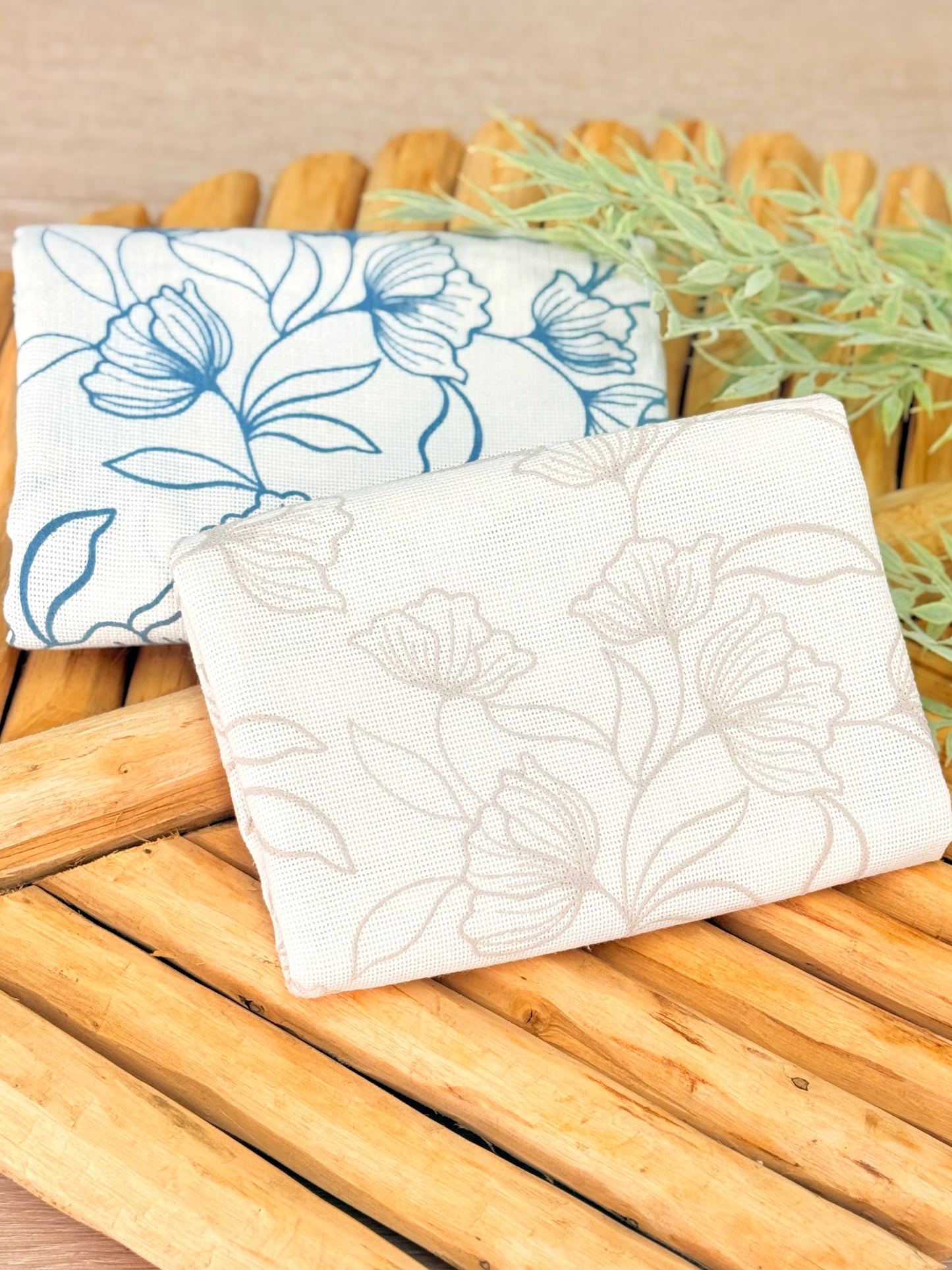 Artisanal Printed Linen Ocean Bloom