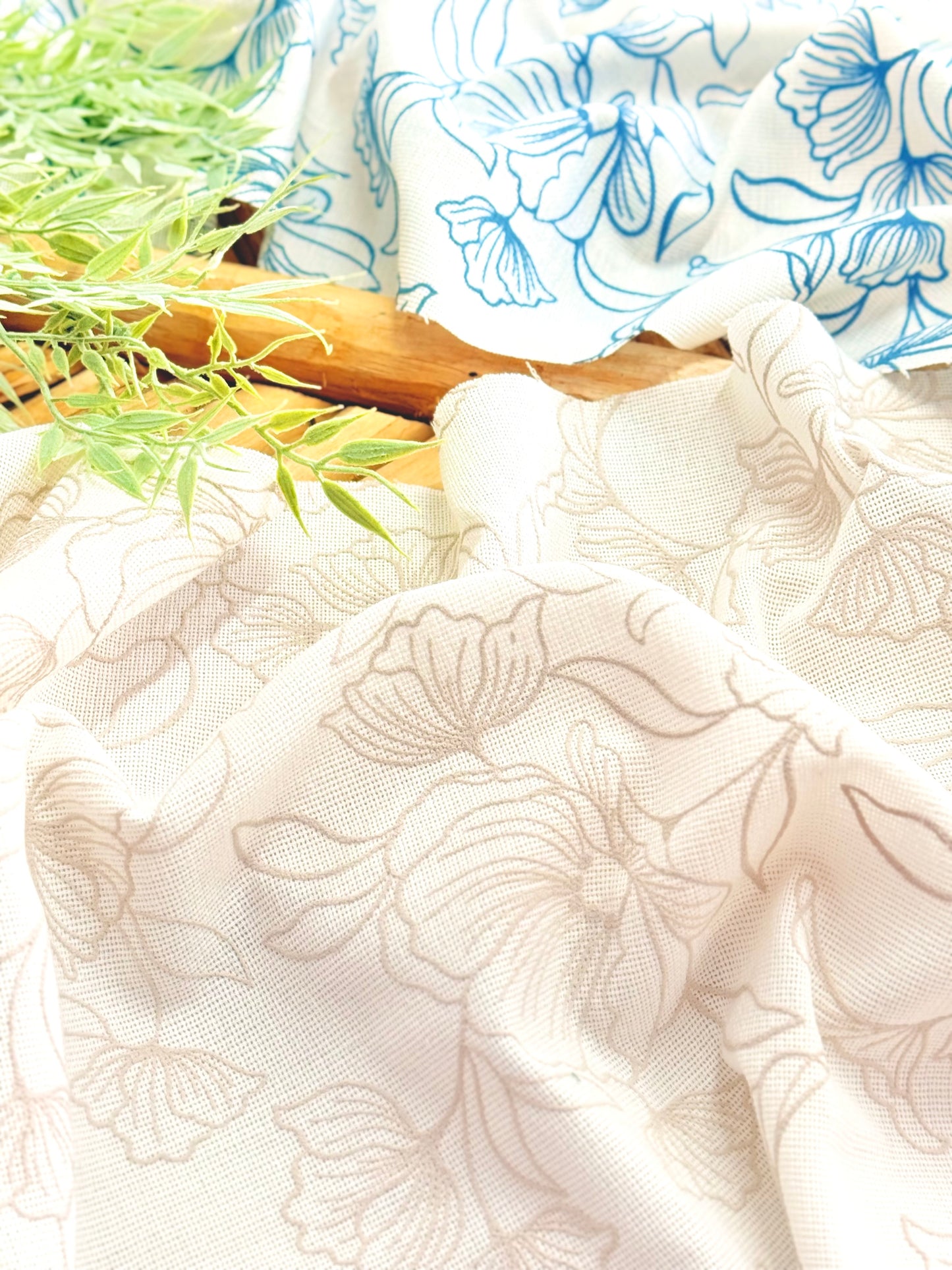 Artisanal Printed Linen Ocean Bloom