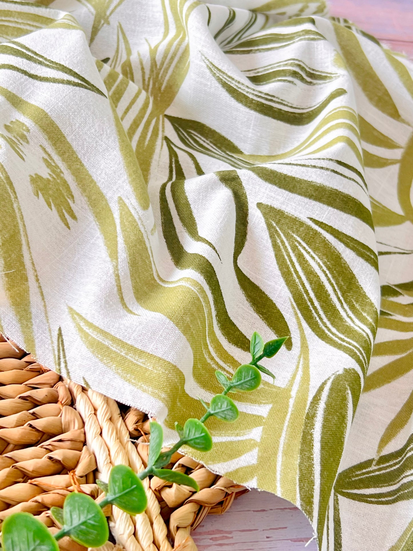 Printed Linen Palm Dusk
