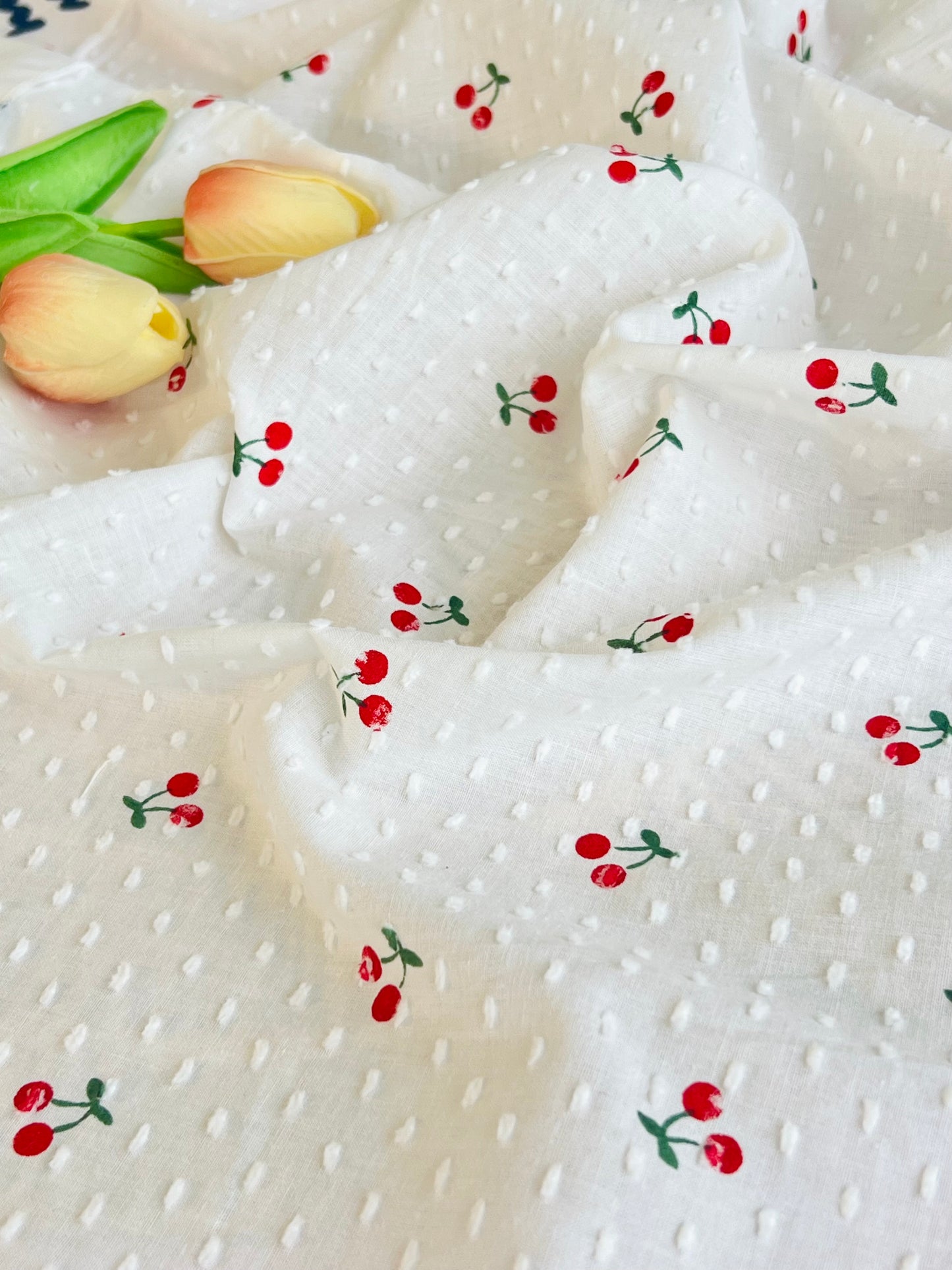 Printed Plumeti Cotton Cherries