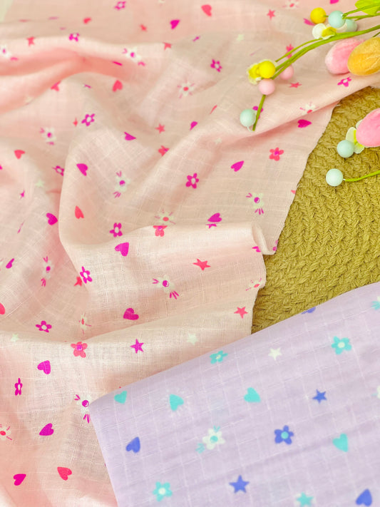 Muselina Hearts & Flowers