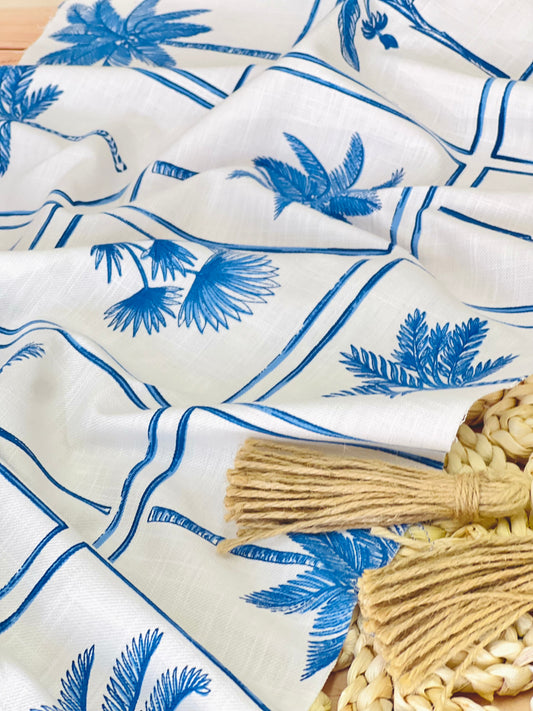 Slub Printed Linen Mykonos’ Garden