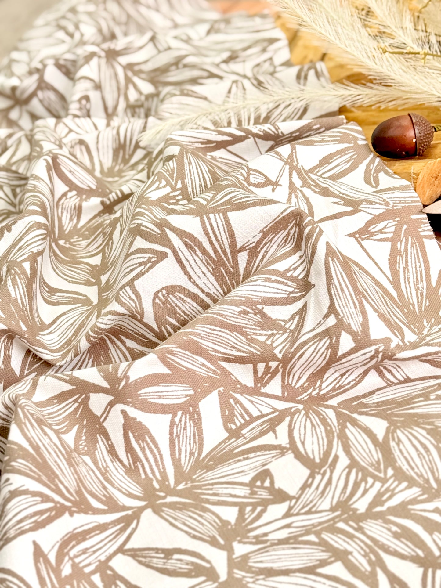 Slub Printed Linen Botanical Sketch