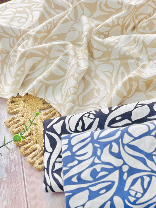 Printed Linen Tropical Flow