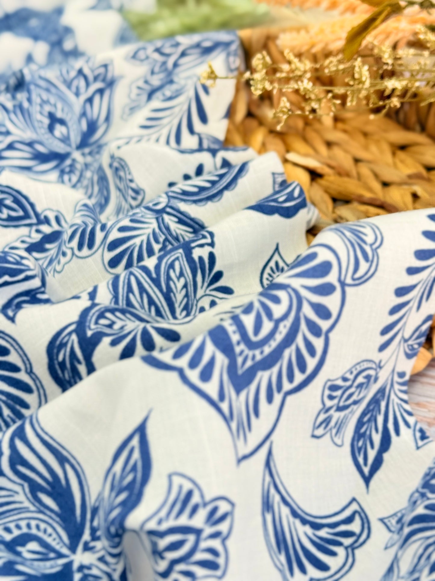 Printed Linen Indigo Harmony