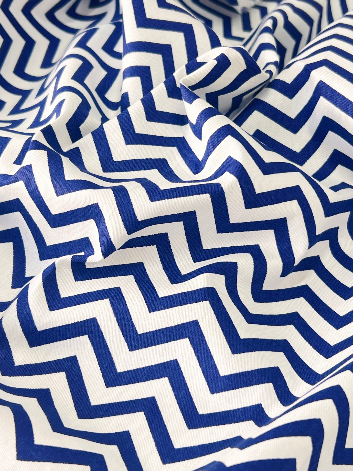 Cotton Twill Navy ZigZag