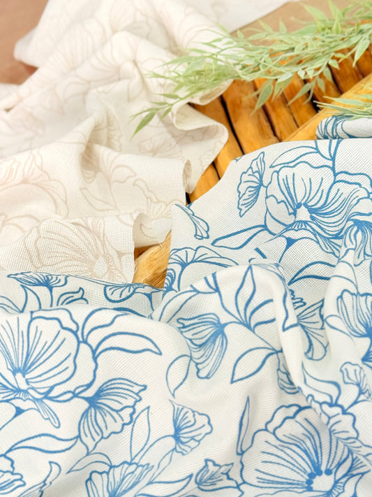 Artisanal Printed Linen Ocean Bloom
