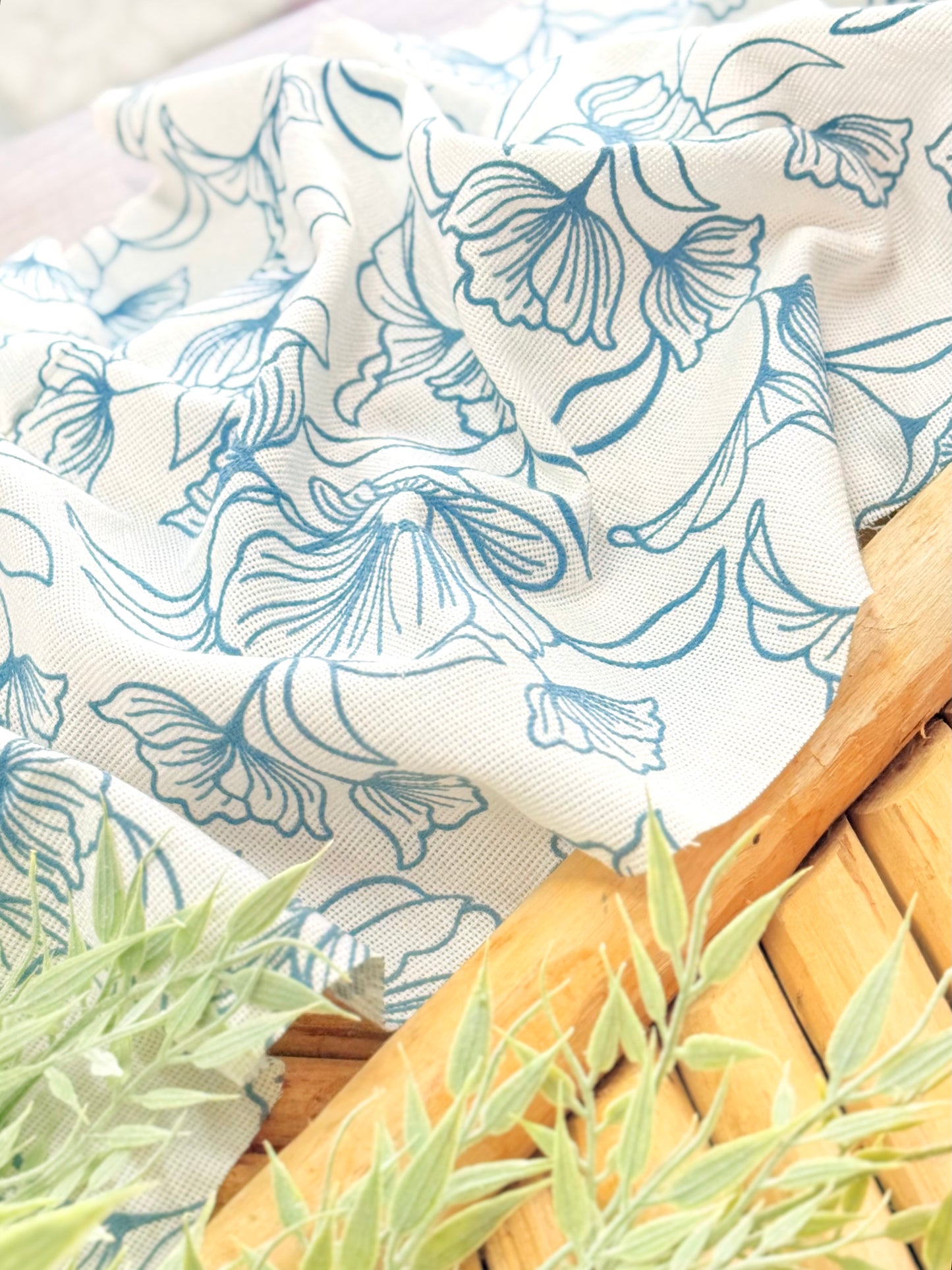 Artisanal Printed Linen Ocean Bloom