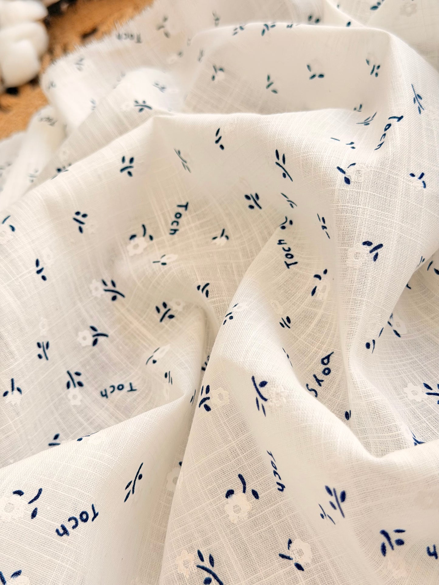 Puff Printed Cotton Tiny Blue Blooms
