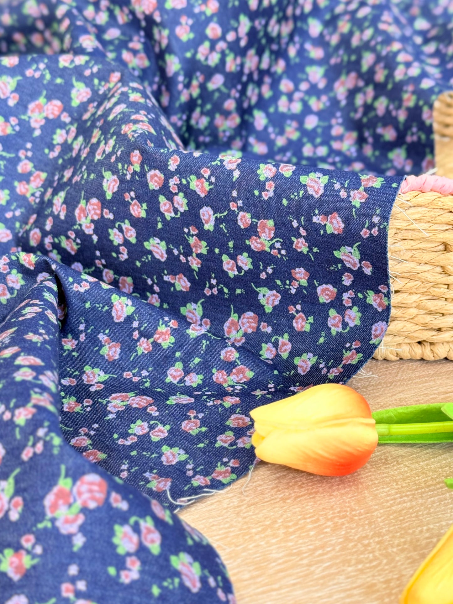 Printed Denim Midnight Rose