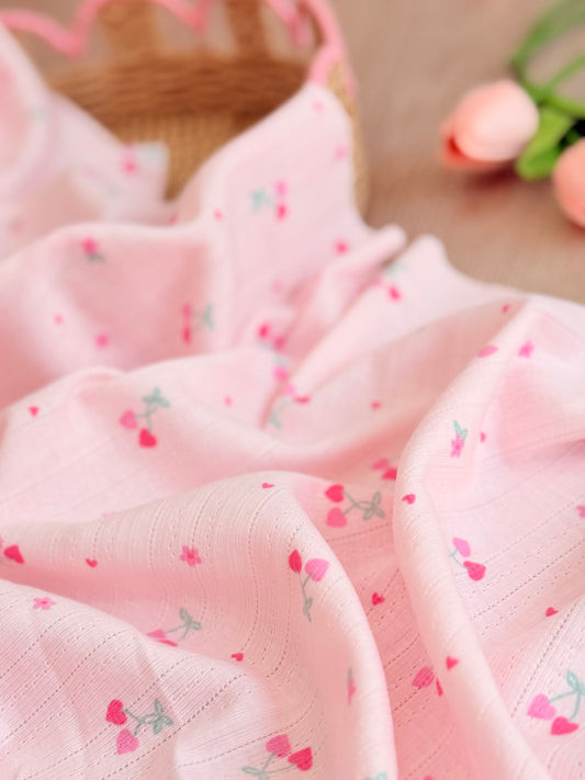 Printed Cotton Jersey Cherry Kisses