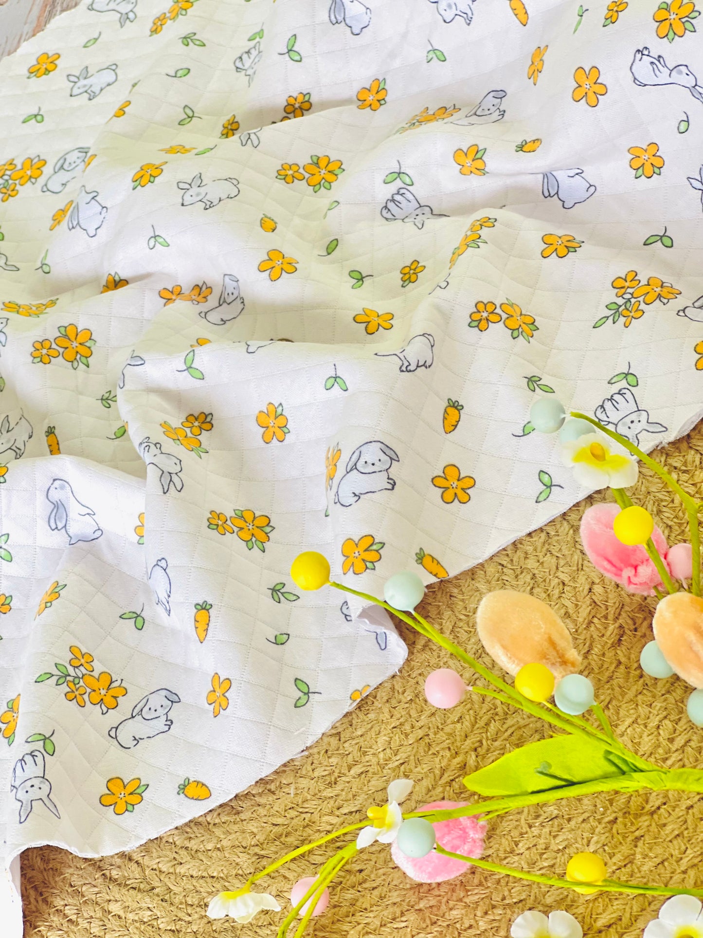 Printed Quilted Fabric Spring Hops