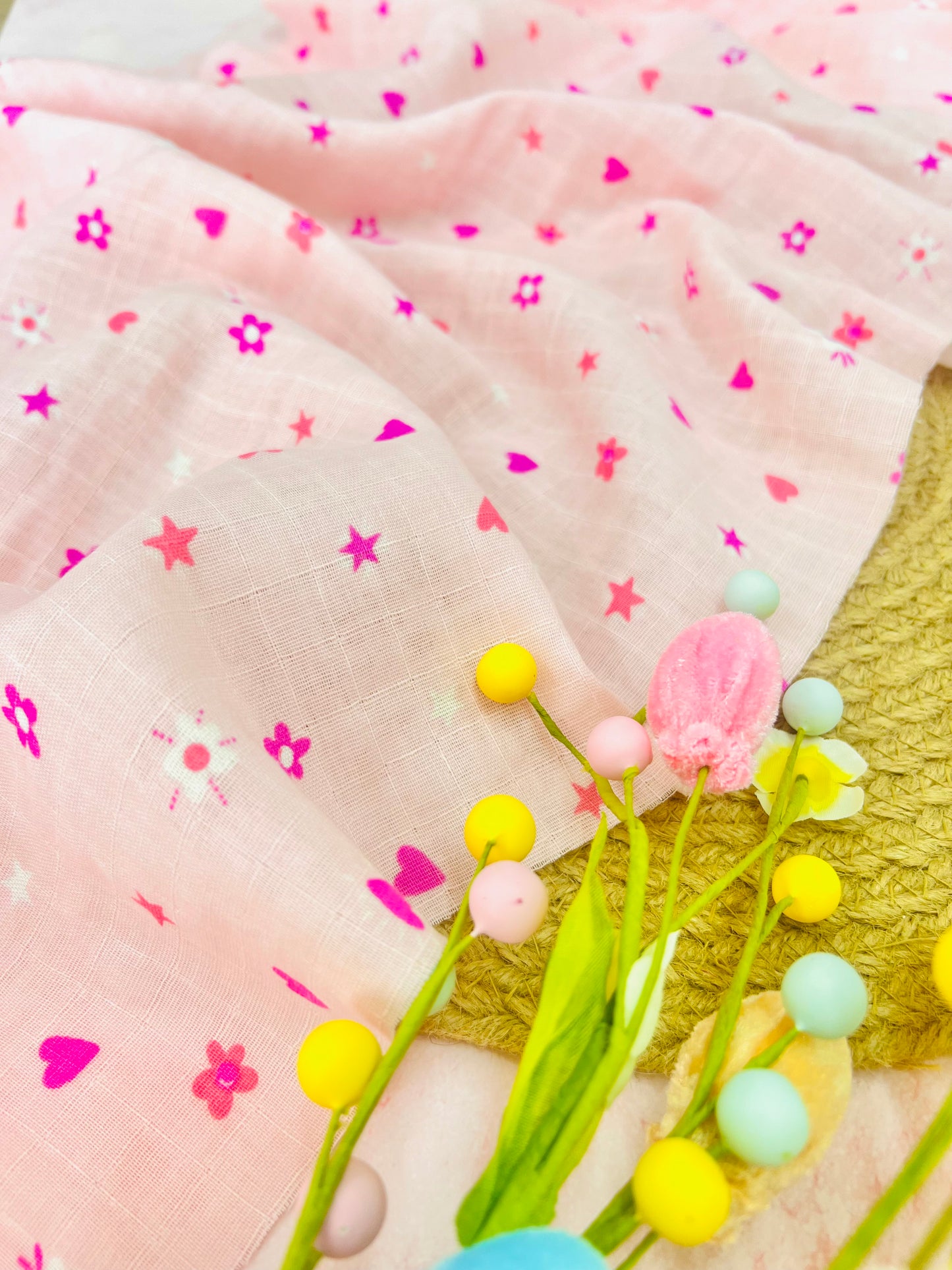 Muselina Hearts & Flowers