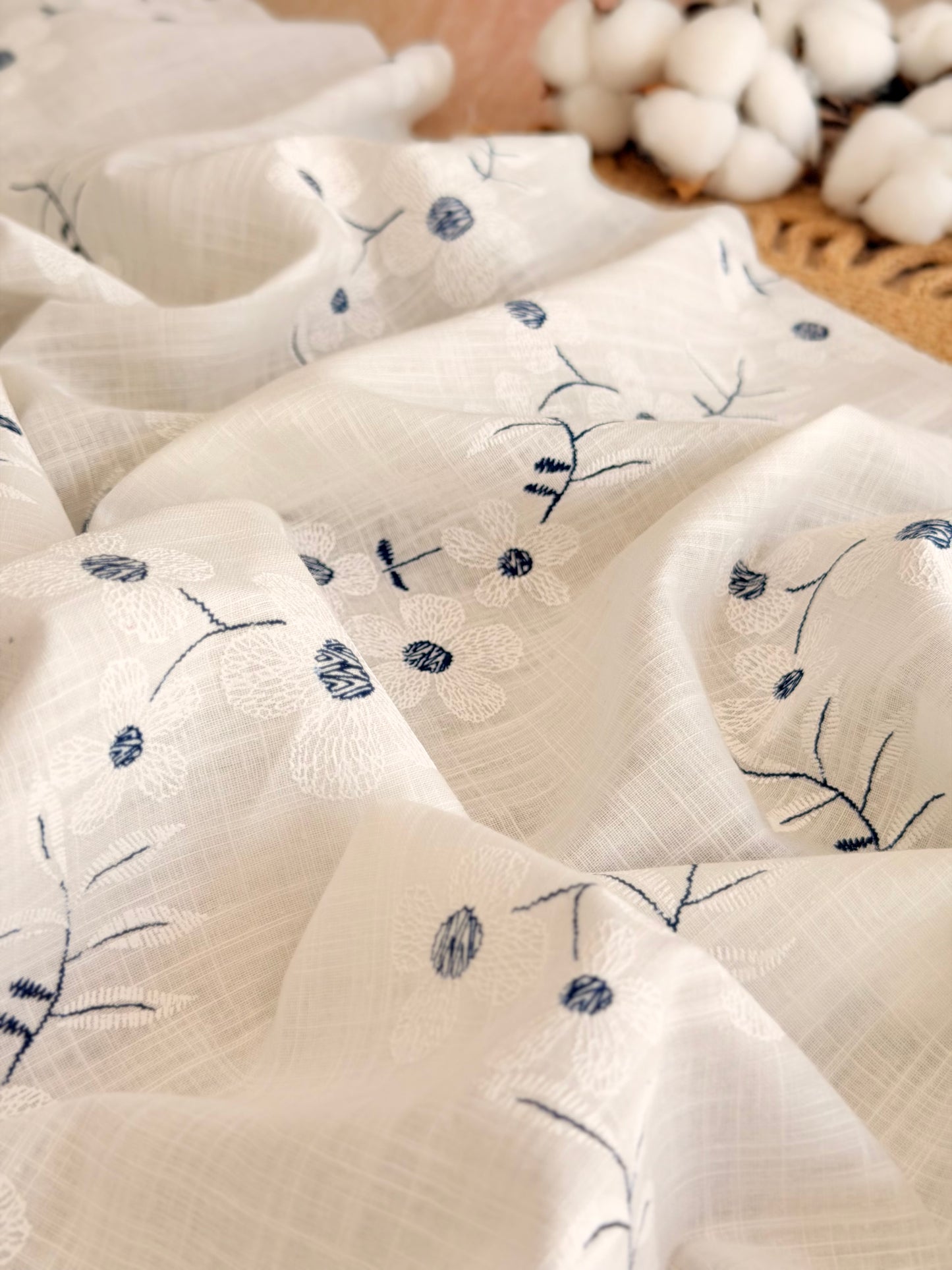 Puff Printed Cotton Blue Blossom