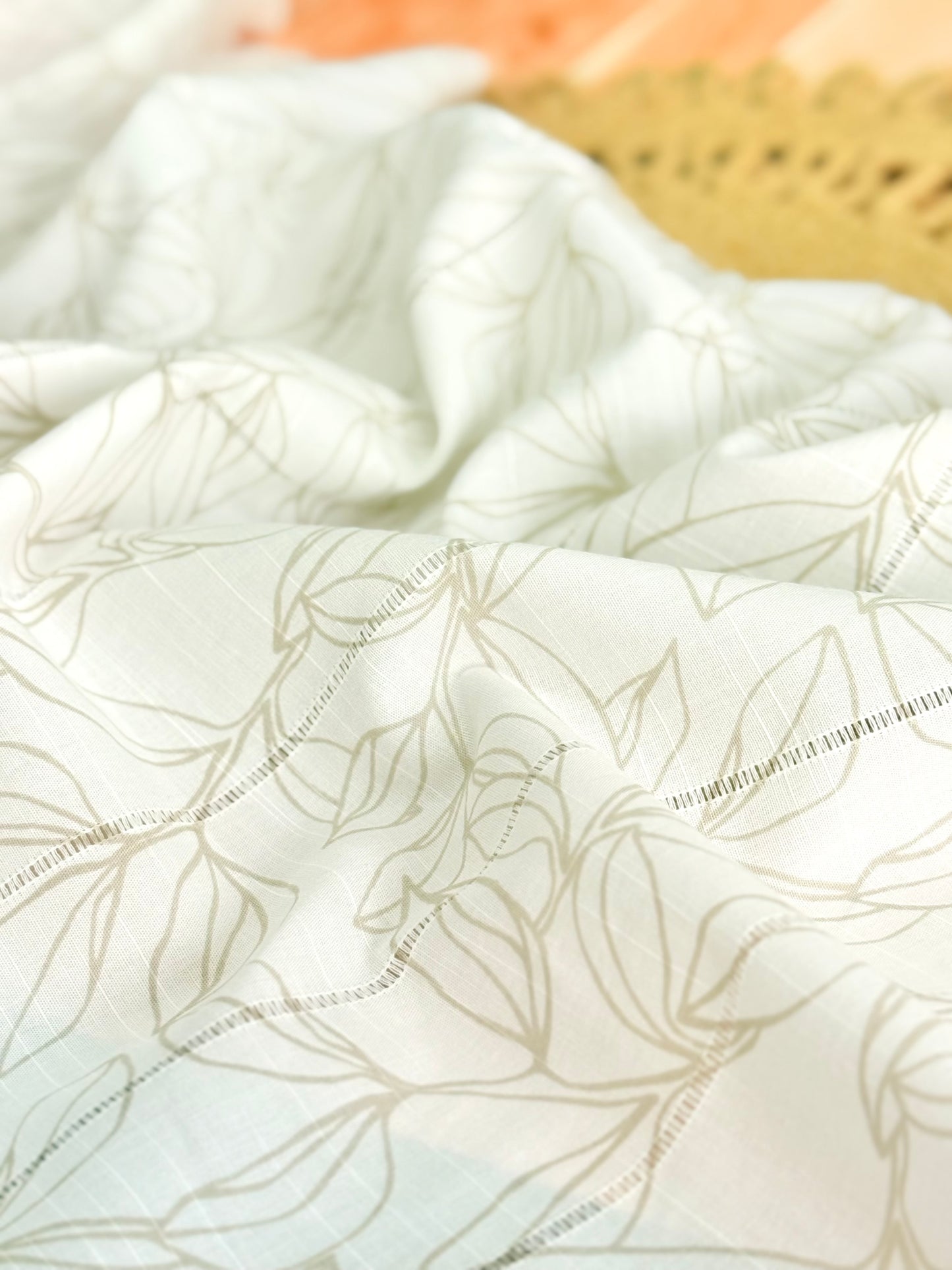 Embroidered Cotton Whisper Leaves