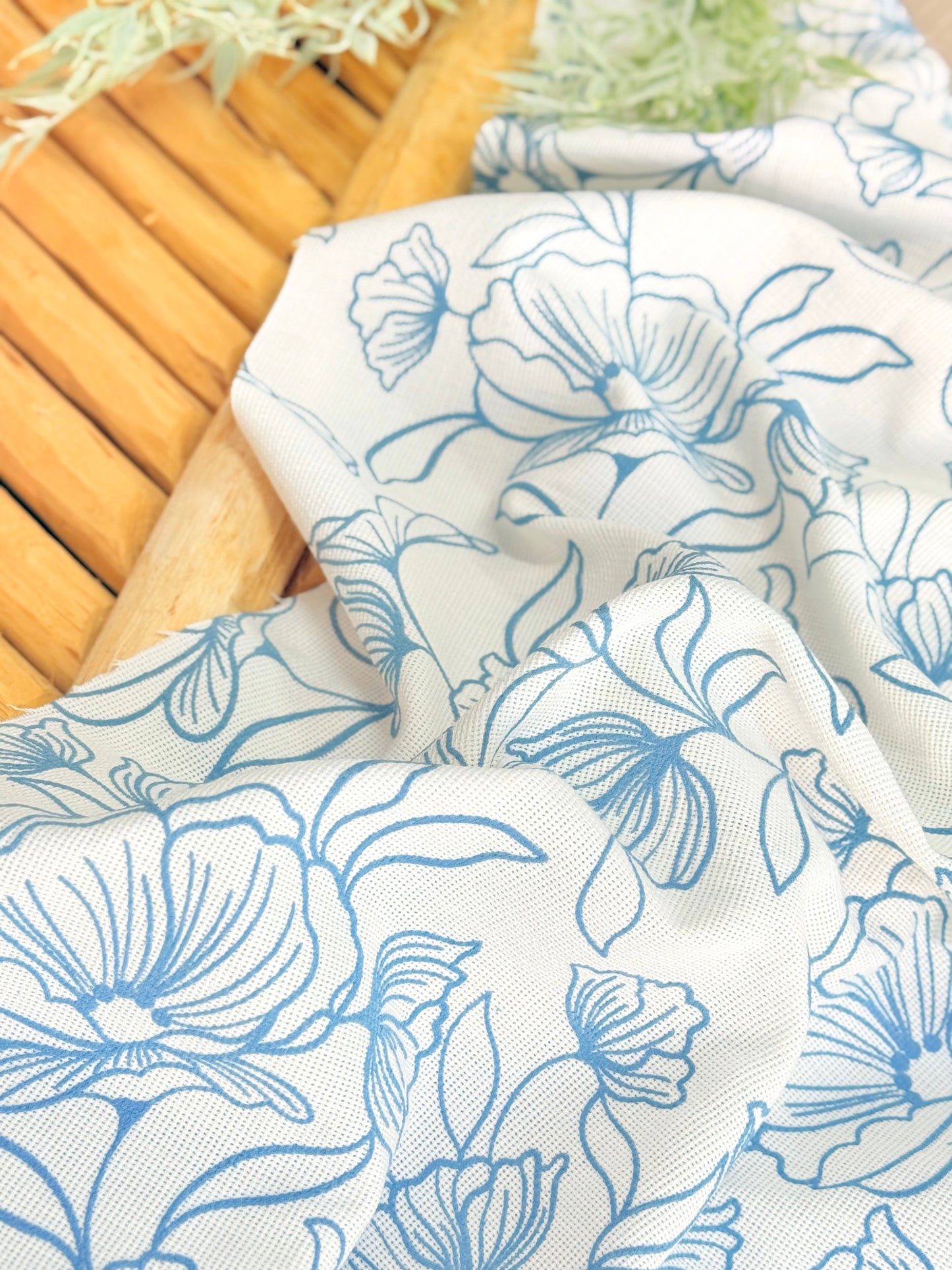 Artisanal Printed Linen Ocean Bloom