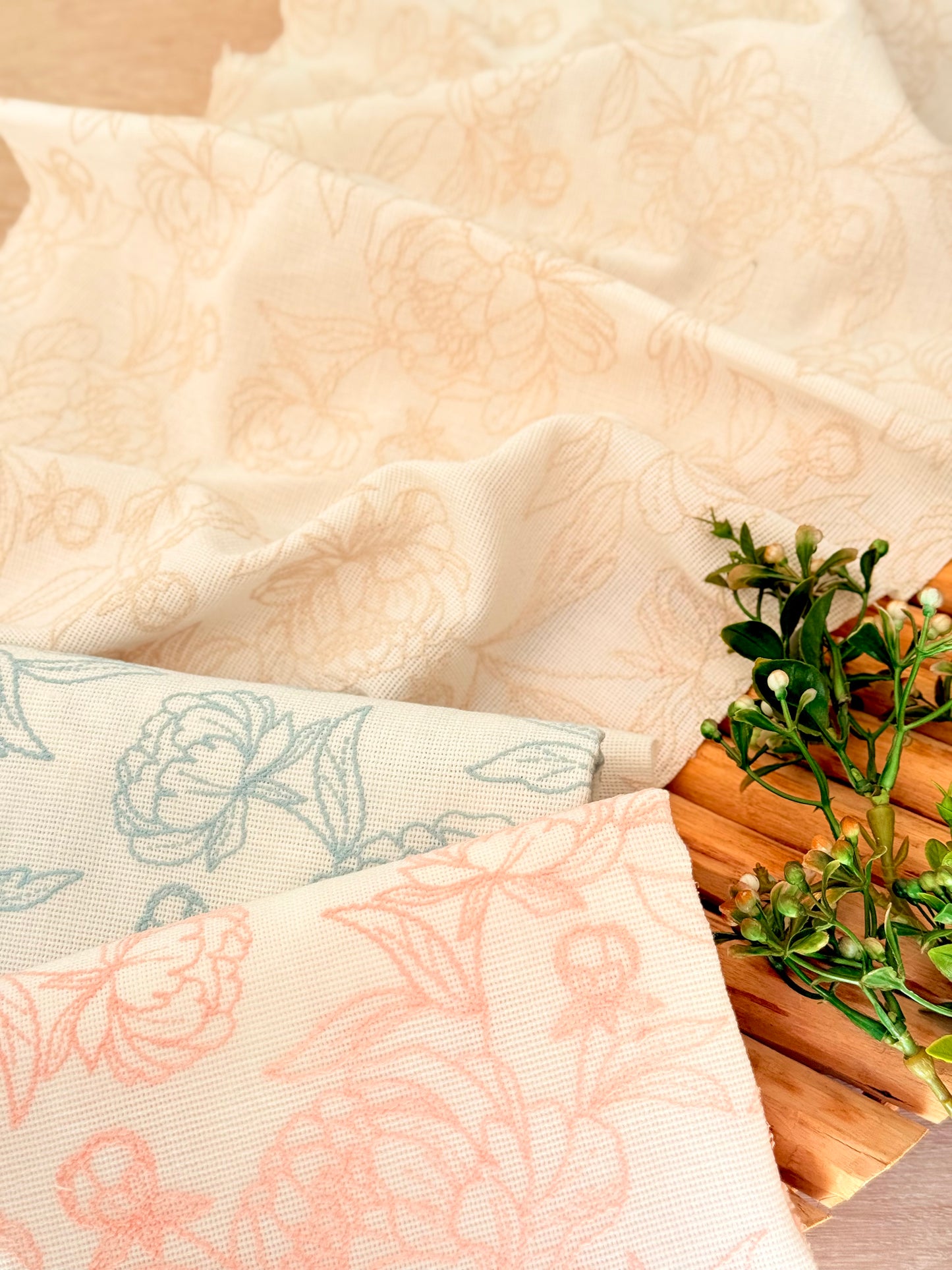 Artisanal Printed Linen Pastel Petals