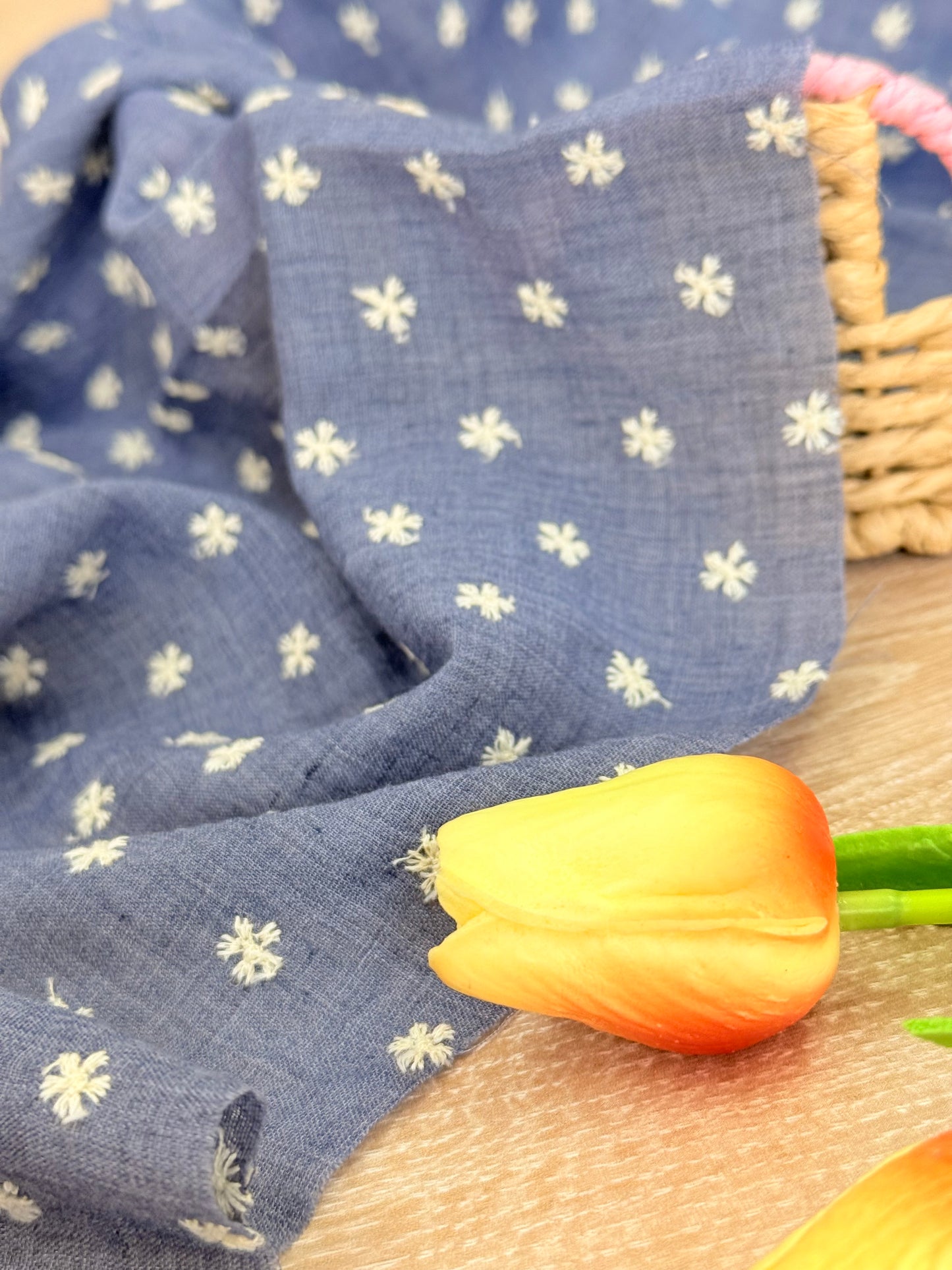 Embroidered Cotton Chambray Bloom