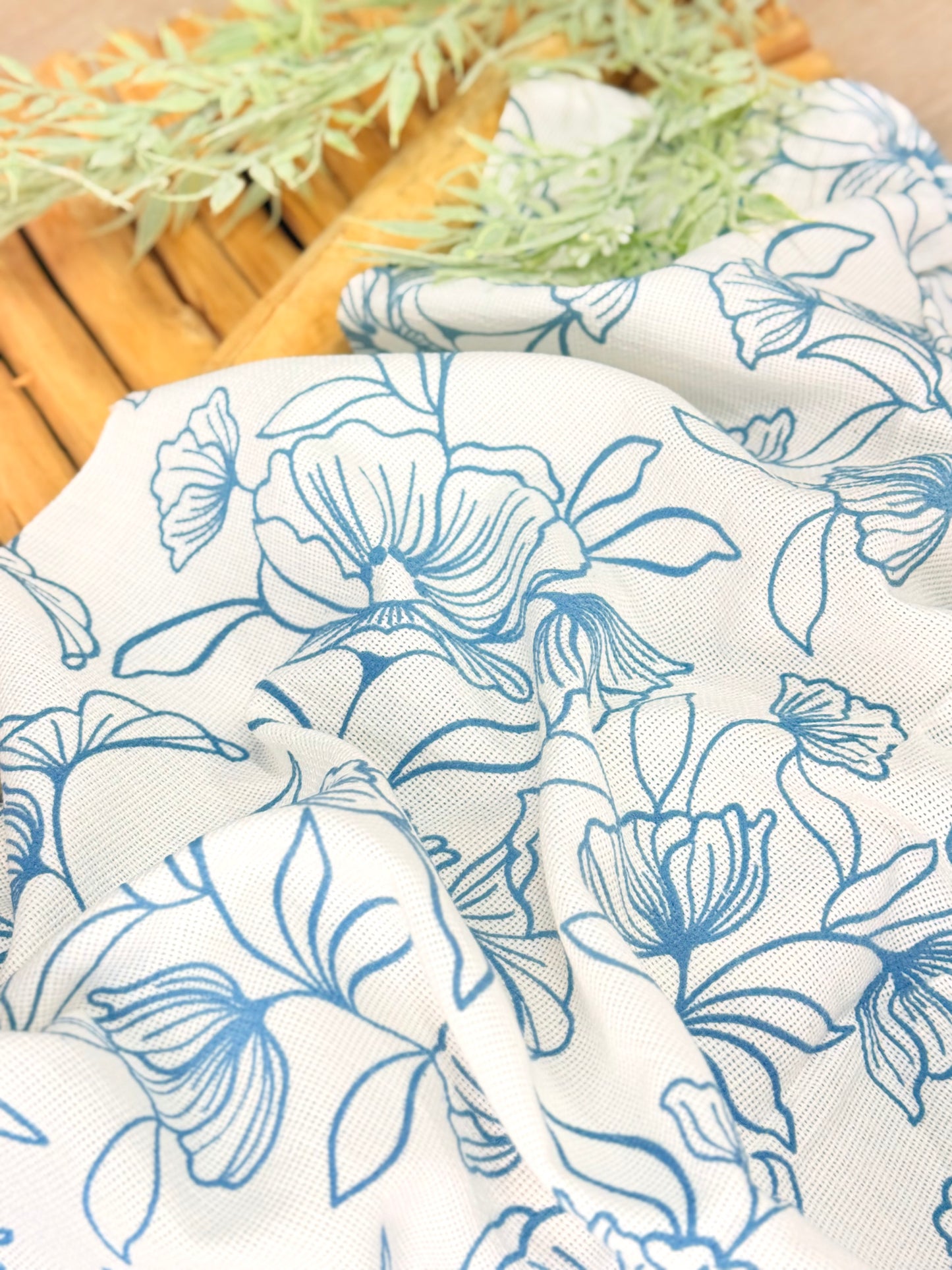 Artisanal Printed Linen Ocean Bloom