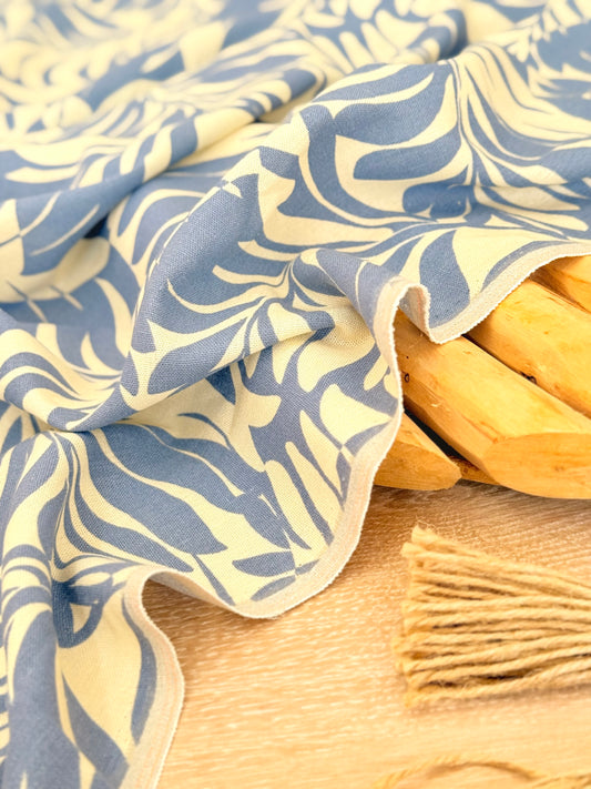 Printed Linen Santorini Leaves