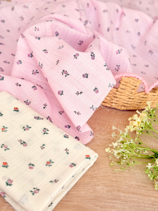 Embroidered Cotton Blush Petals