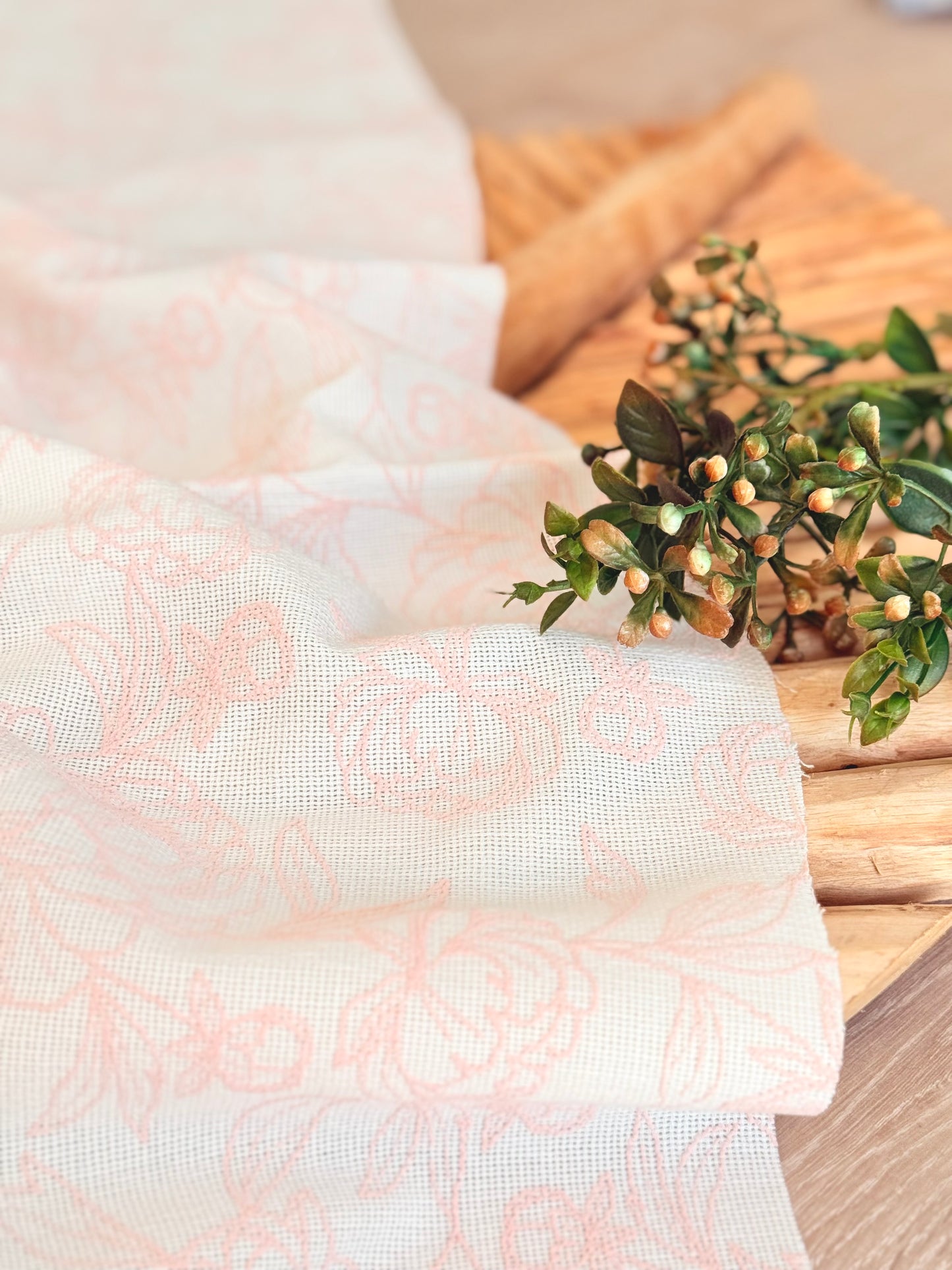 Artisanal Printed Linen Pastel Petals