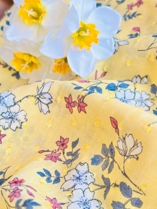Printed Plumeti Cotton Yellowish