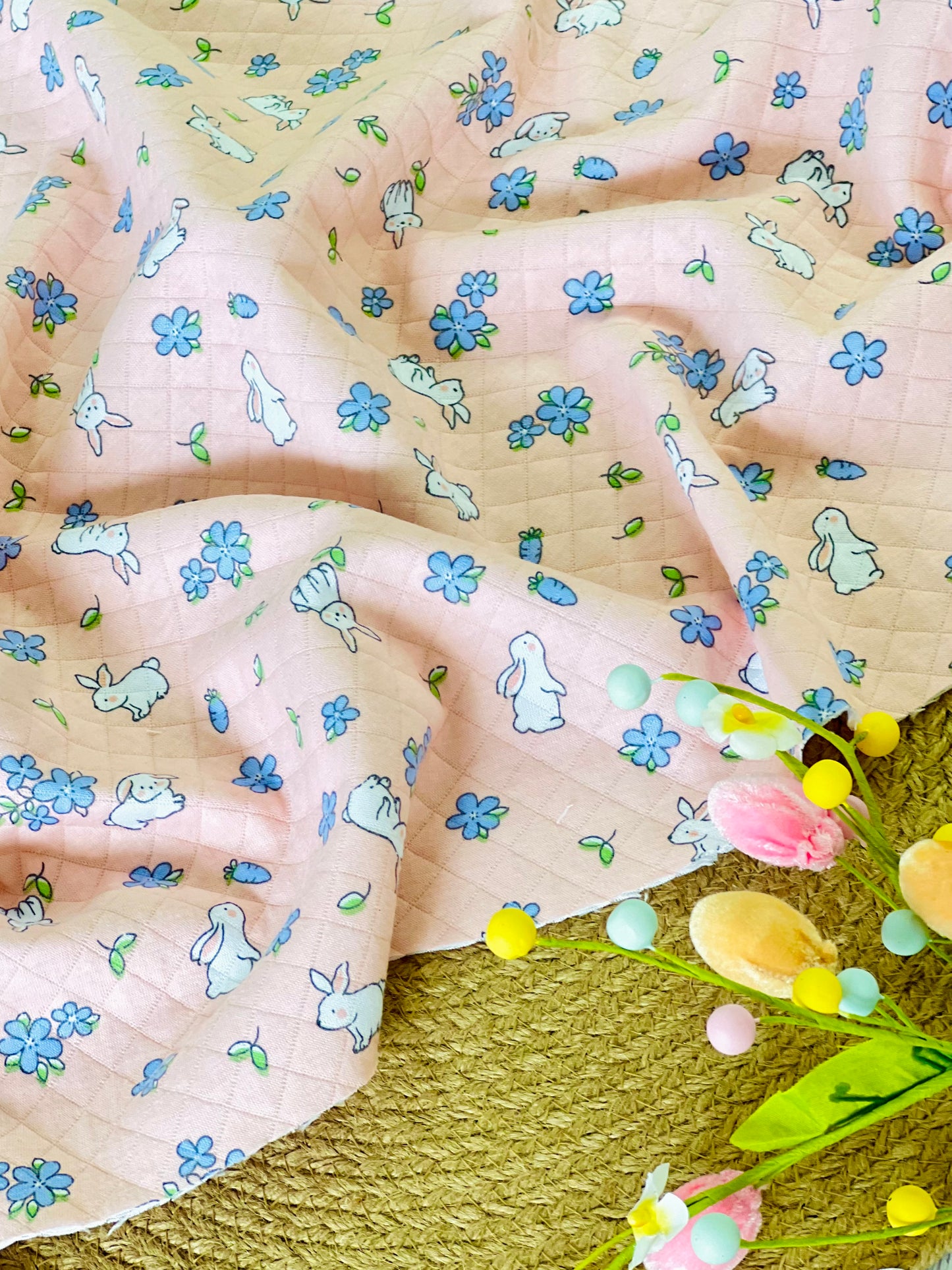 Printed Quilted Fabric Spring Hops