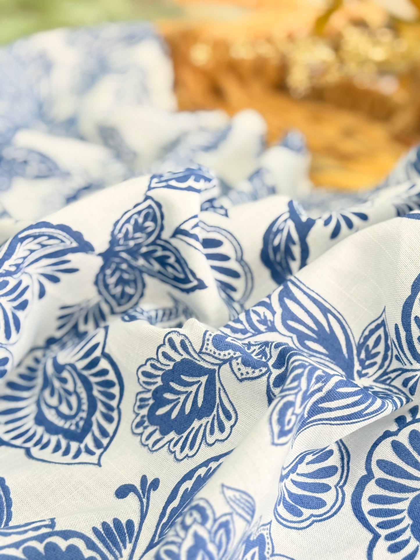 Printed Linen Indigo Harmony