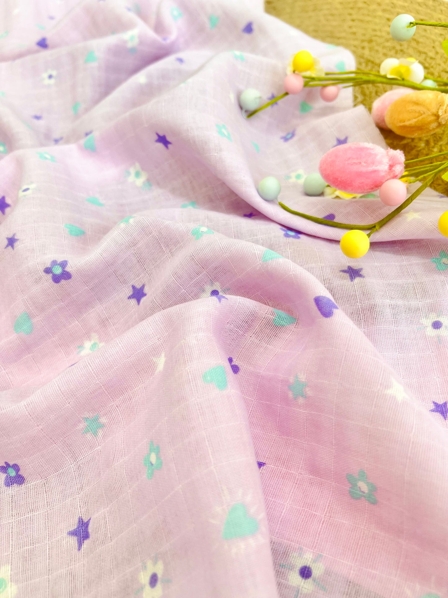 Muselina Hearts & Flowers