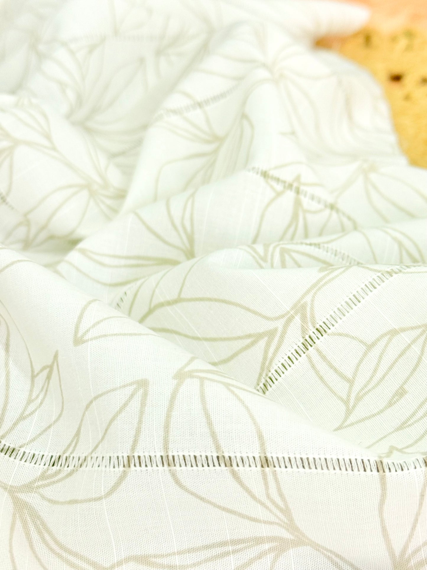 Embroidered Cotton Whisper Leaves